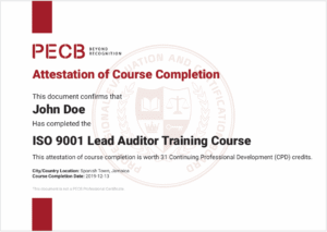 PECB Attestation of Course Completion PECB Attestation of Course Completion